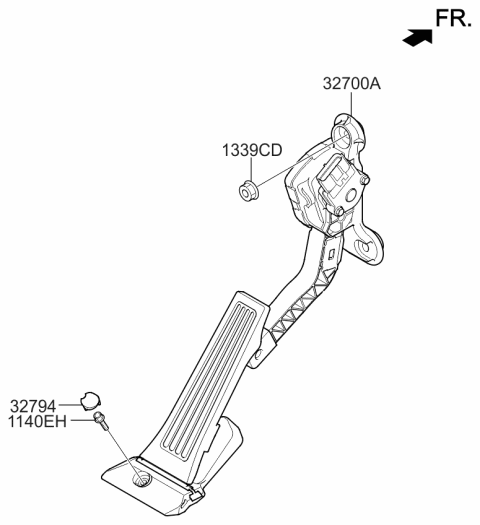 2015 Kia Soul EV Pedal Assembly-Accelerator Diagram for 32700B2110