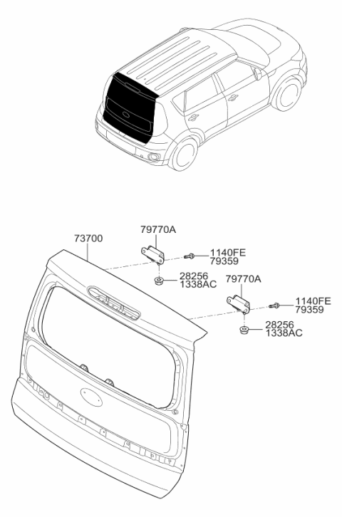 2015 Kia Soul EV Tail Gate Diagram