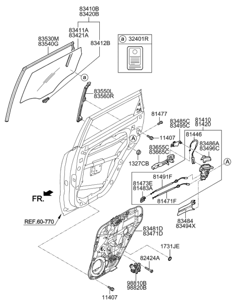 2015 Kia Soul EV Cable Assembly-Rear Door Outside Diagram for 81481B2000
