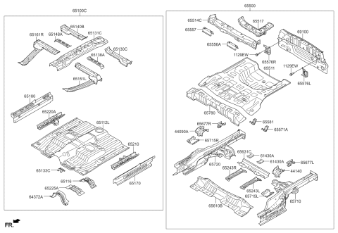 2015 Kia Soul EV Panel-Rear Floor Diagram for 65512E4000