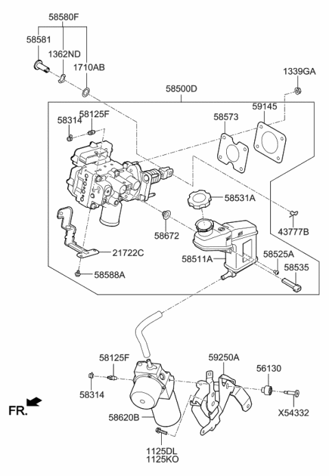 2017 Kia Soul EV Brake Master Cylinder & Booster Diagram