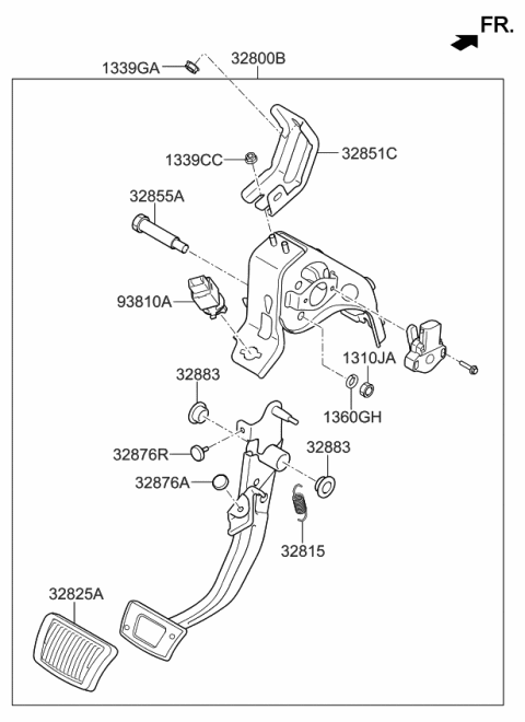 2015 Kia Soul EV Brake & Clutch Pedal Diagram