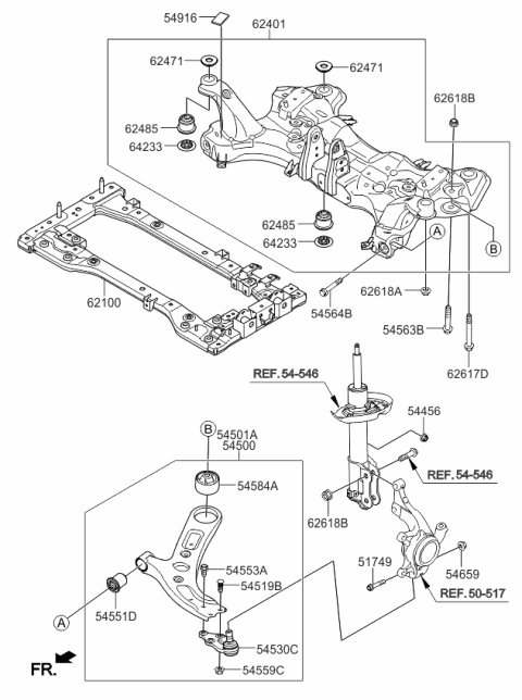 2017 Kia Soul EV Front Suspension Crossmember Diagram