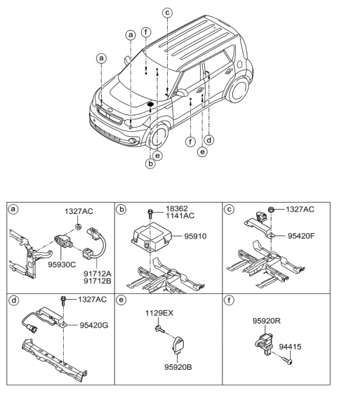 2016 Kia Soul EV Wiring Harness-Air Bag Diagram for 91712E4000