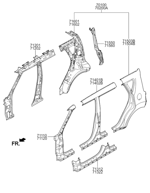 2017 Kia Soul EV Side Body Panel Diagram