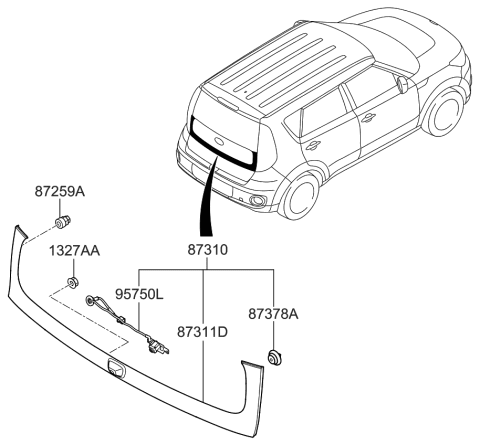 2015 Kia Soul EV Back Panel Moulding Diagram