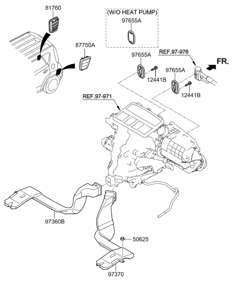 2018 Kia Soul EV Duct-Rear Heating,RH Diagram for 97370E4000