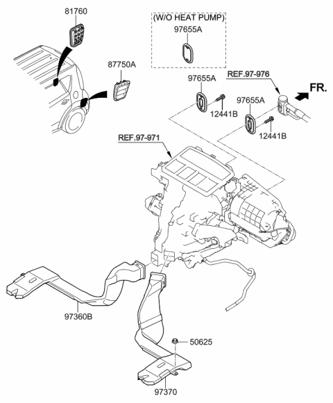 2018 Kia Soul EV Plate & GROMMET-A/C Diagram for 97651B2100