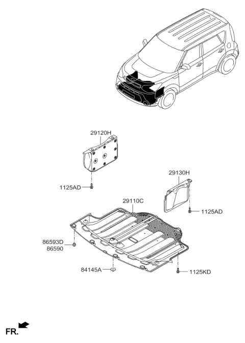 2017 Kia Soul EV Panel Assembly-Under Cover Diagram for 29110E4000