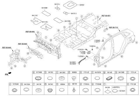 2019 Kia Niro EV Anti Pad-Ctr Floor F Diagram for 84113G5000