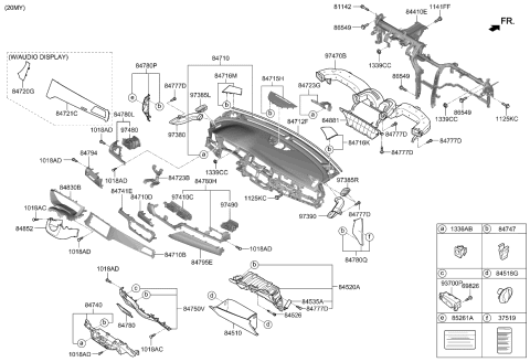 2019 Kia Niro EV PANEL ASSY-C/PAD UPR Diagram for 847D2Q4AA0FHV