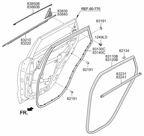 2019 Kia Niro EV Rear Door Moulding Diagram