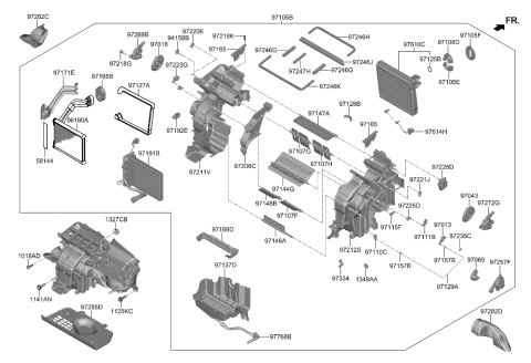 2019 Kia Niro EV Mode Actuator, Right Diagram for 97154Q4100