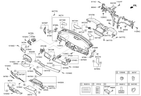 2022 Kia Niro EV Crash Pad Diagram 1