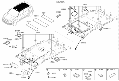 2021 Kia Niro EV Sunvisor Assembly Left Diagram for 85210G5830HGC
