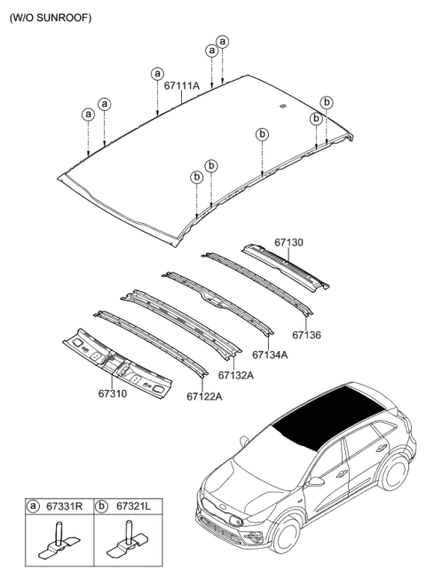 2021 Kia Niro EV Roof Panel Diagram 1