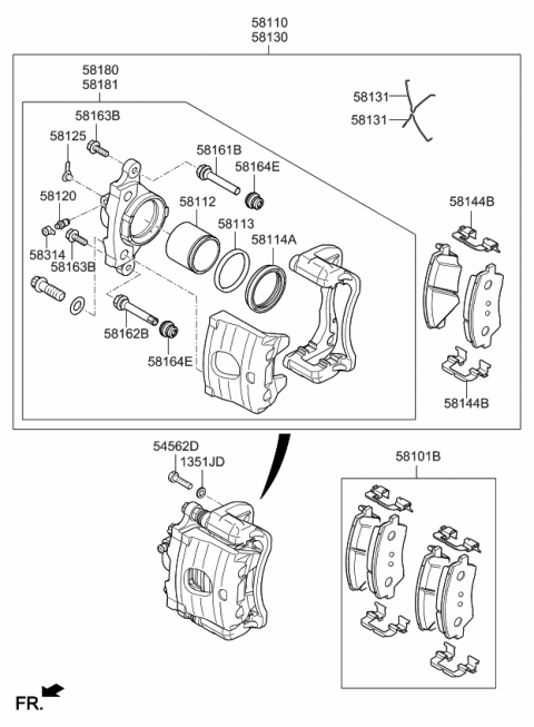 2022 Kia Niro EV Brake-Front Wheel Diagram