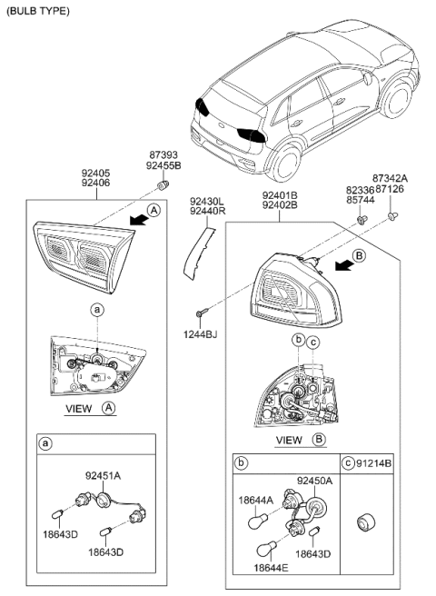 2020 Kia Niro EV Lamp Assembly-Rear Combination Diagram for 92404G5110