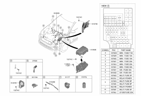 2019 Kia Niro EV WIRING ASSY-FRT Diagram for 91210Q4260