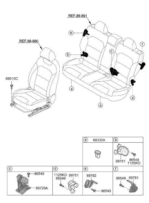 2021 Kia Niro EV Bracket Assembly-Rr Seat Diagram for 89T30Q4000