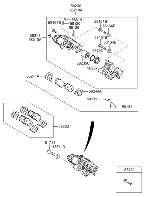 2019 Kia Niro EV Rear Wheel Brake Assembly Diagram for 58210Q4000