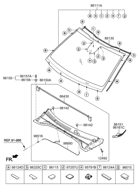 2021 Kia Niro EV Windshield Glass Diagram