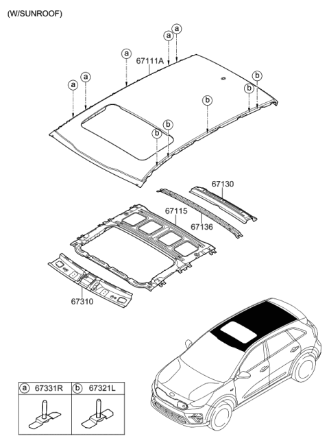 2019 Kia Niro EV Ring Assembly-Sunroof Reinforcement Diagram for 67115G5010