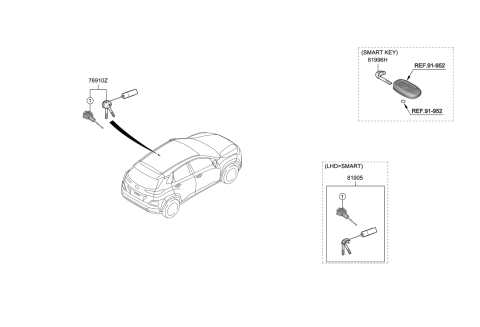 2019 Kia Niro EV Key & Cylinder Set Diagram