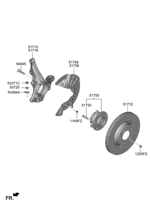 2022 Kia Niro EV Front Axle Knuckle Right Diagram for 51711K4000