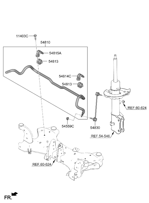 2020 Kia Niro EV Front Suspension Control Arm Diagram