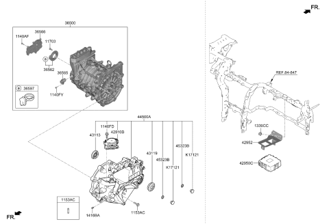 2022 Kia Niro EV Gear Drive Unit Assembly Diagram for 4450018EA0