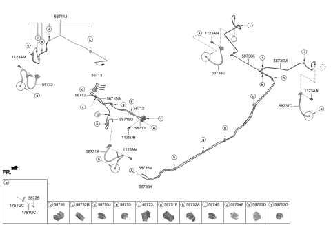 2019 Kia Niro EV Brake Front Hose, Left Diagram for 58731Q4000