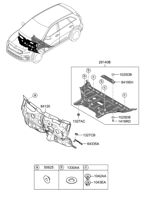 2019 Kia Niro EV Cover-Engine Under,R Diagram for 84191Q4000