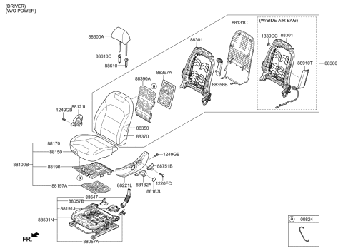 2019 Kia Niro EV Knob-Front Seat Recliner Diagram for 88172G5000WK