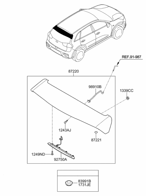 2019 Kia Niro EV Lamp Assembly-High Mounted Stop Diagram for 92700G5000