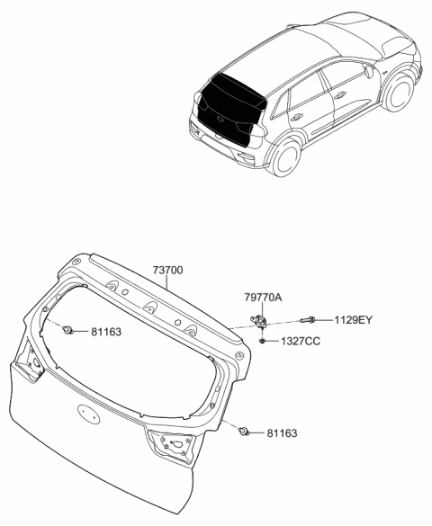 2019 Kia Niro EV Tail Gate Diagram