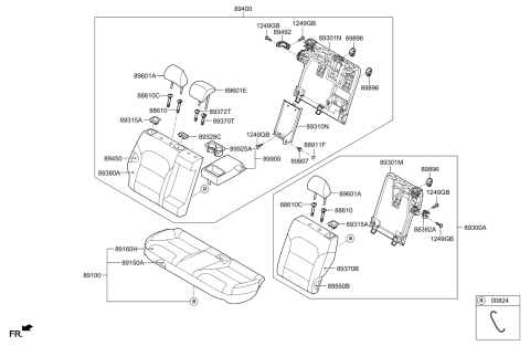 2022 Kia Niro EV Rear Seat Covering Assembly Diagram for 89160Q4020B3B