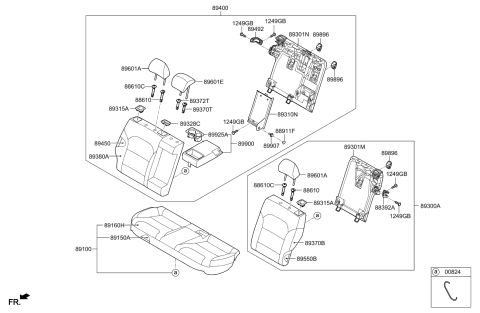 2022 Kia Niro EV Rear Seat Back Covering Diagram for 89360Q4010B2A