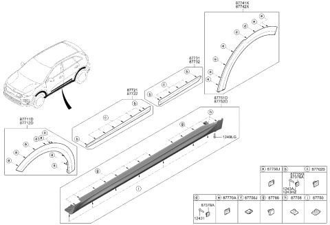 2022 Kia Niro EV Body Side Moulding Diagram
