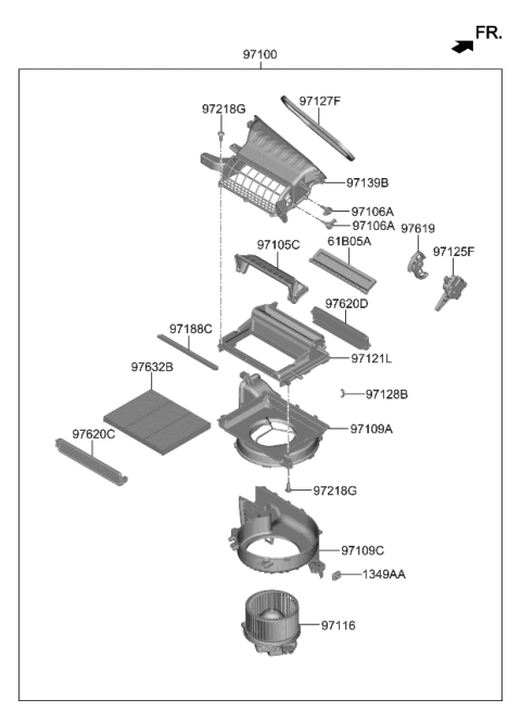 2020 Kia Niro EV Blower Unit Diagram for 97100G5010