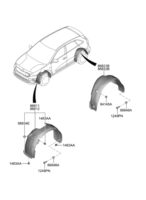 2022 Kia Niro EV Guard Assembly-Rear WHEE Diagram for 86821Q4000