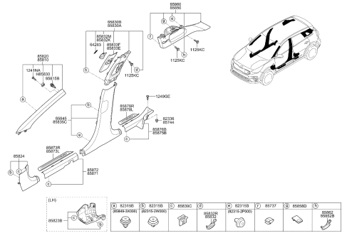 2020 Kia Niro EV Cover-Rear Pillar Blank Diagram for 85862G5000HGC