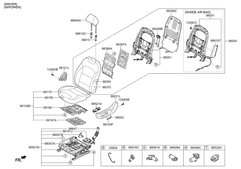 2021 Kia Niro EV Front Cushion Covering Assembly Diagram for 88160Q4090DPR