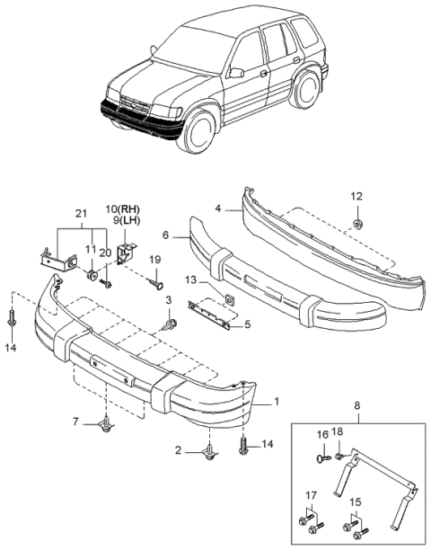 1998 Kia Sportage Bracket Plate,LH Diagram for 0K08050126