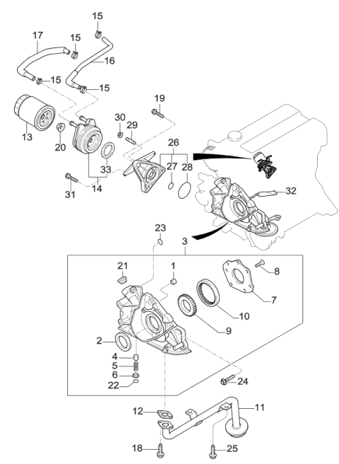 2000 Kia Sportage Oil Pump & Filter Diagram