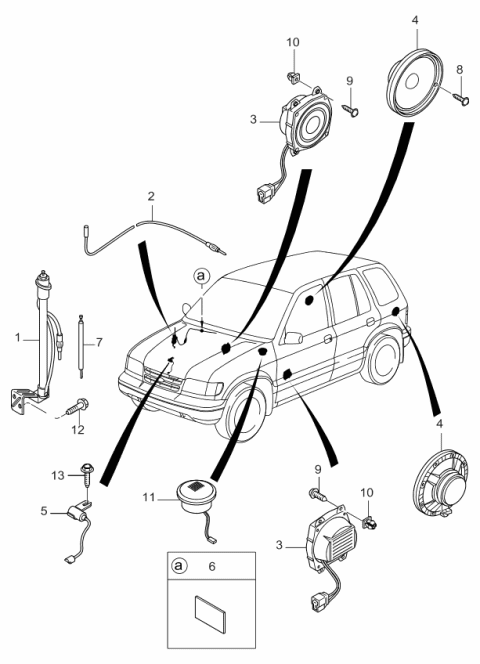 1998 Kia Sportage Antenna & Speaker Diagram