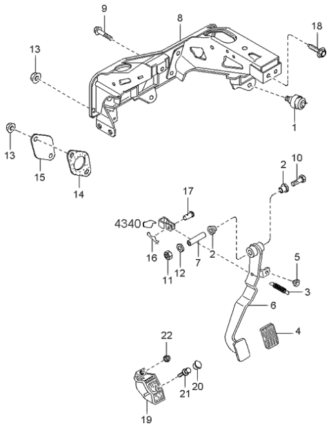 1997 Kia Sportage Clutch & Brake Pedal Diagram 1