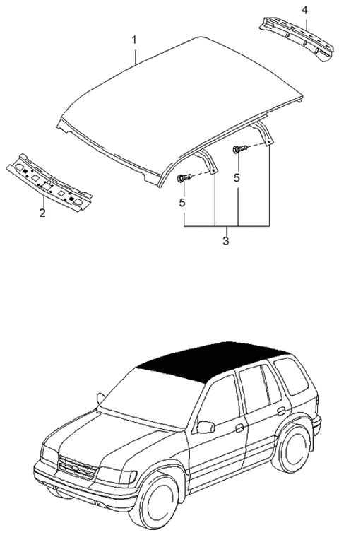 1997 Kia Sportage Roof Panel Diagram for 0K01F70611