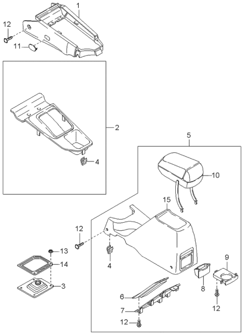 2000 Kia Sportage Console Panel Assembly-Front Diagram for 0K08C64330D