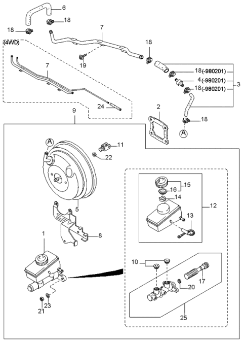 1997 Kia Sportage Pipe Assembly-Vacuum Diagram for 0K01343840